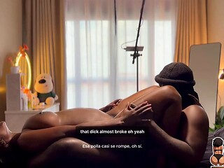 Big Butt Ebony Bounces on Fat Cock