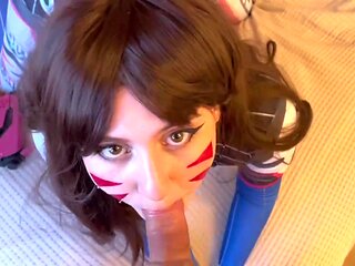 Rod liking black-haired is providing an epic deep throat to her paramour and hoping a facial cumshot popshot