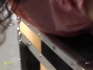 High heels brunette fucked on the table