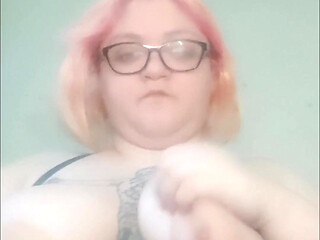 Amputated Fat BBW Playing with Her Huge Tits - Amateur Slow Motion