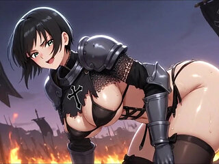 Female Warhammer 40k Space Marines Erotic Sensual Scenes in Partial Power Armor