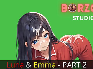 Futa Girl 18yo Teen give Cumshot Her Older Sexy Brunette Stepsister with Big Dick After Deep Throat