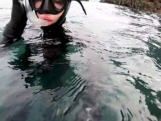 Secret Underwater 8mm Wetsuit Play - Snorkeller Gets Away with It