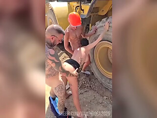 We are at the construction site, the inspection girl comes and asks us for papers and we give her cock.