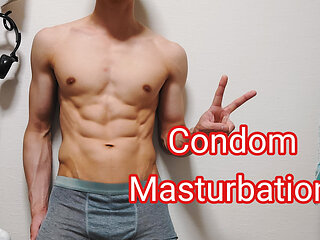 Condom Masturbation !! Iam Hukkinkun Japanese Guy !!