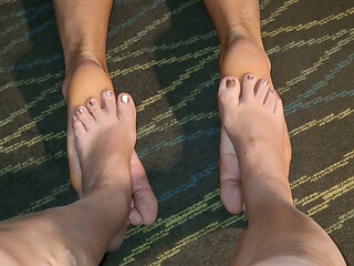 I talked my neighbor into trying stuff her toes in my hairy ass