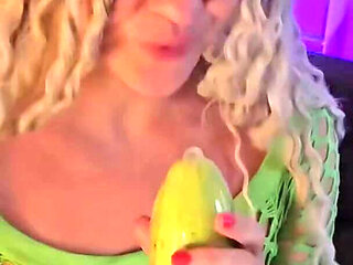 Blonde MILF Masturbates with Zucchini