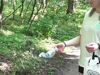 Dirty Girl Littering and Urinating in a Park