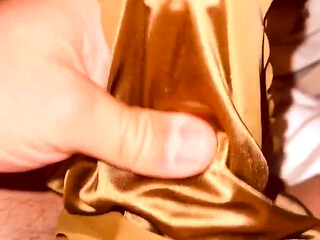 Cum in Silky Satin Green Panties
