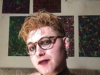 Sissy Faggot in Black, Dildo, Cumshot!