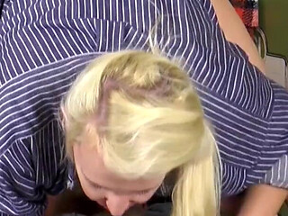 Cute blonde with big ass gets fucked in her hairy pussy