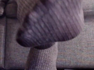 Slipping Into Grey Knit Pantyhose