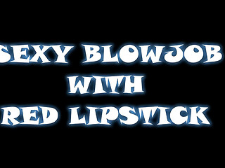 Stepsister in leather leggings and red lipstick passionately sucks her friend'_s big dick