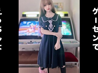 Naughty game with lovedoll at the arcade