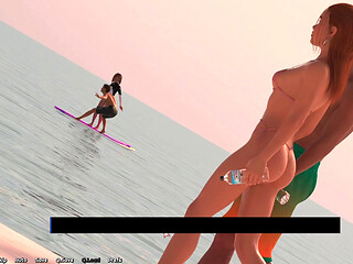 Stepbro Kissing His Stepsister Lips And Squeeze Her Big Ass In Beach