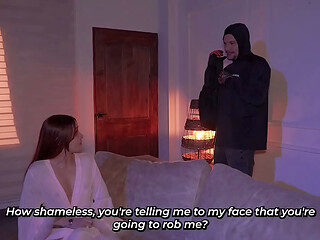 A sexy Latina is spied on by a perverted thief named Tibasins, who ends up fucking her hard - Natalia G&oacute_mez