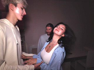 The cuckold joined in on the sex when the other guy was already fucking his girlfriend.