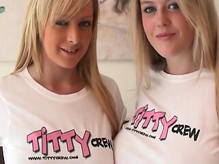 Two Blondes Kiss and Tease Big Tits Together