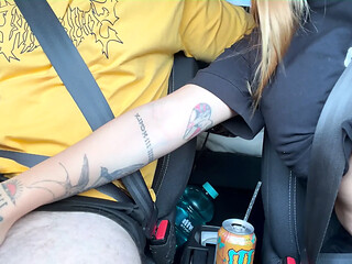 Hot Latina girlfriend swallows big dick in car