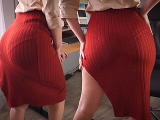 Business Woman Teases VPL In Tight Skirt Full Length