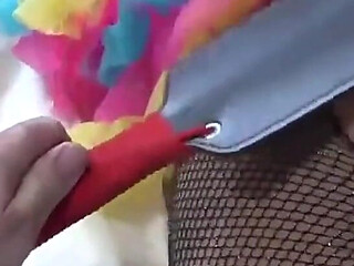Spanking Leads to a Cumshot on Her Fishnets Ass