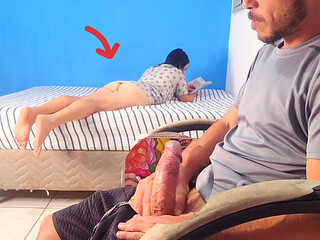 The Stepfather Was Shocked and Had an Erect Dick with What His Stepdaughter Did with Her Ass While His Wife Was Away