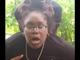 Fucking young thick big booty ebony slut out in public