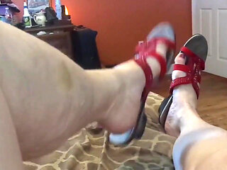 Nurse Vicki red toenails foot fetish POV