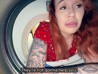 Step Son Fucks Step Mom Stuck in Washer - Hot Creampie Finish