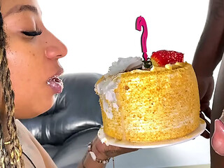 I bust my step sister'_s ass on her birthday and put my cum on the cake