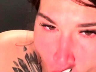 POV squirt at the camera after playing with pussy in a