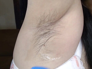 Hairy Armpits Closeup Oiled Combed