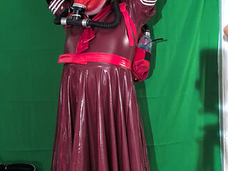 Gasmask and Bubble Bottle Backpack, pvc School Girl and Vibrator Wand