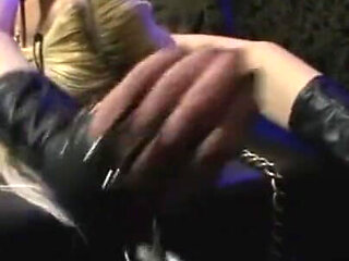 Blonde girl stretching chaining wax playing