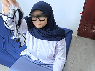 Caught While Jerking With StepSister Panties End Up With Asian Hijab Student Mouth Full of Cum - Minokiiko