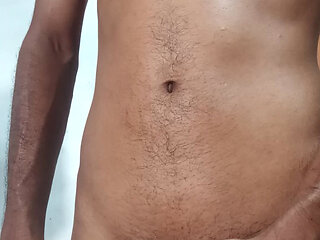 Cut boy message his own penis