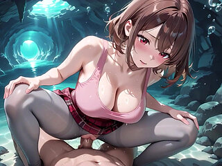 Hentai Girl Fucked Hard in Secret Underwater Cave - Massive Creampie Overflow