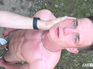 Outdoor walk with Bruce Harrelson and his big dick handjob