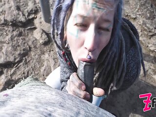 Tattoo Couple Caught While Wild Anal Public Sex On A Ruine