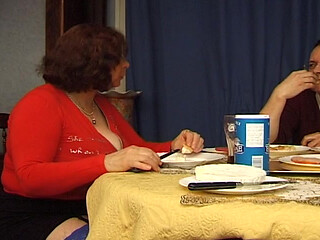 French Granny Got to Suck Cock at Dinner