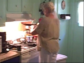 Sexy Dutch girl milf gilf cooks breakfast