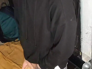 I Masturbate in Sweatpants, a Black Sweatshirt and Nike Sneakers