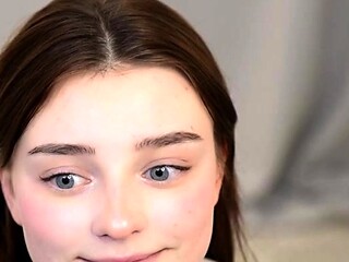 Brunette solo darling masturbating at home