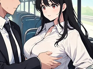 Anime GF gets seduced by hot train man