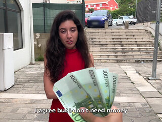 Cutie Plays Street Game and Gets Tempting Offer - Deepthroat , Rough Sex and Creampie
