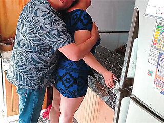 Horny BBW Kelly Mom Stepdaughter Fucked Hard by Older Stepdad in Kitchen
