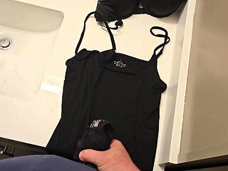 Jerking off with some panties around my cock from a hamper