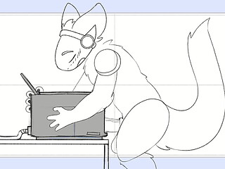 Protogen fucks a printer and cums