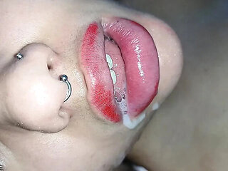 Sweet Little Mouth Gets Filled With Creampie - Close Up Cumshot