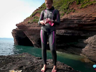 Diving in My Shiny Two-piece Wetsuit